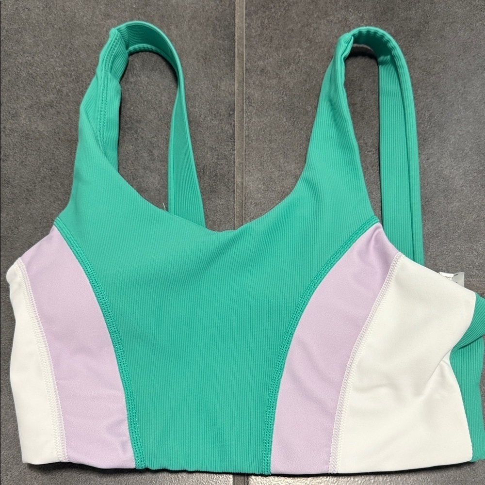 Wilo 2 Piece Bra & Leggings Ribbed Workout Set in Apple Green - Picture 2 of 13